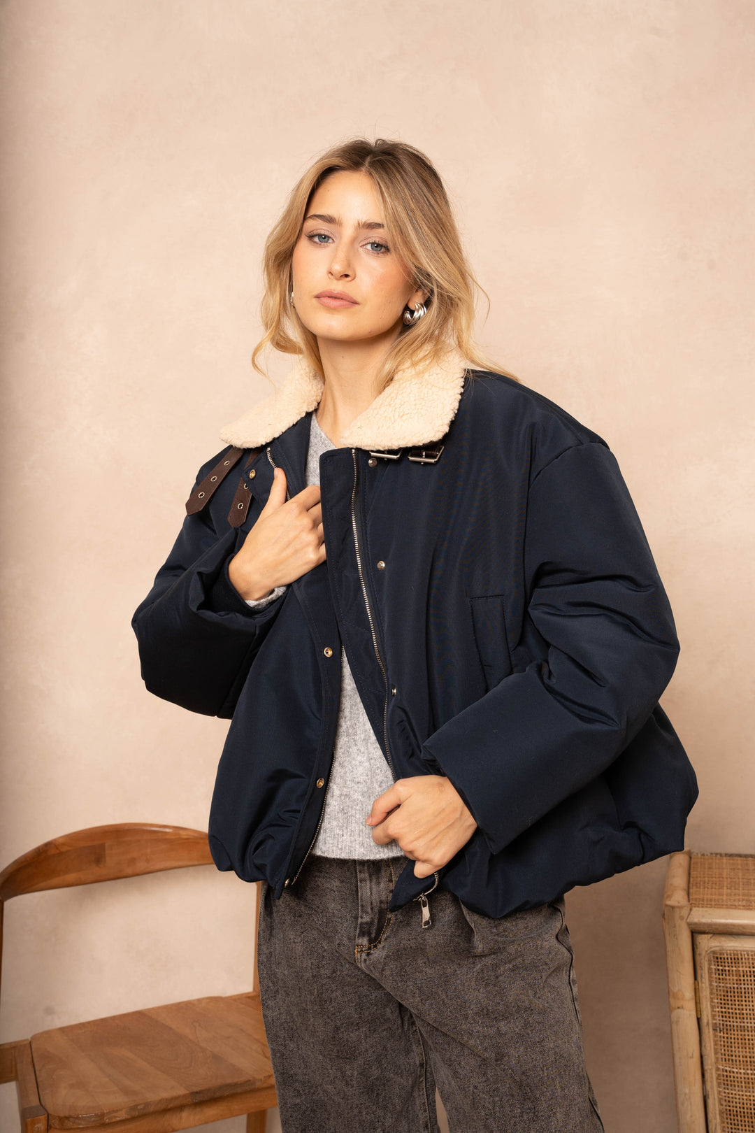 Manteau aviateur Oscar - Taille unique / Marine - Manteaux