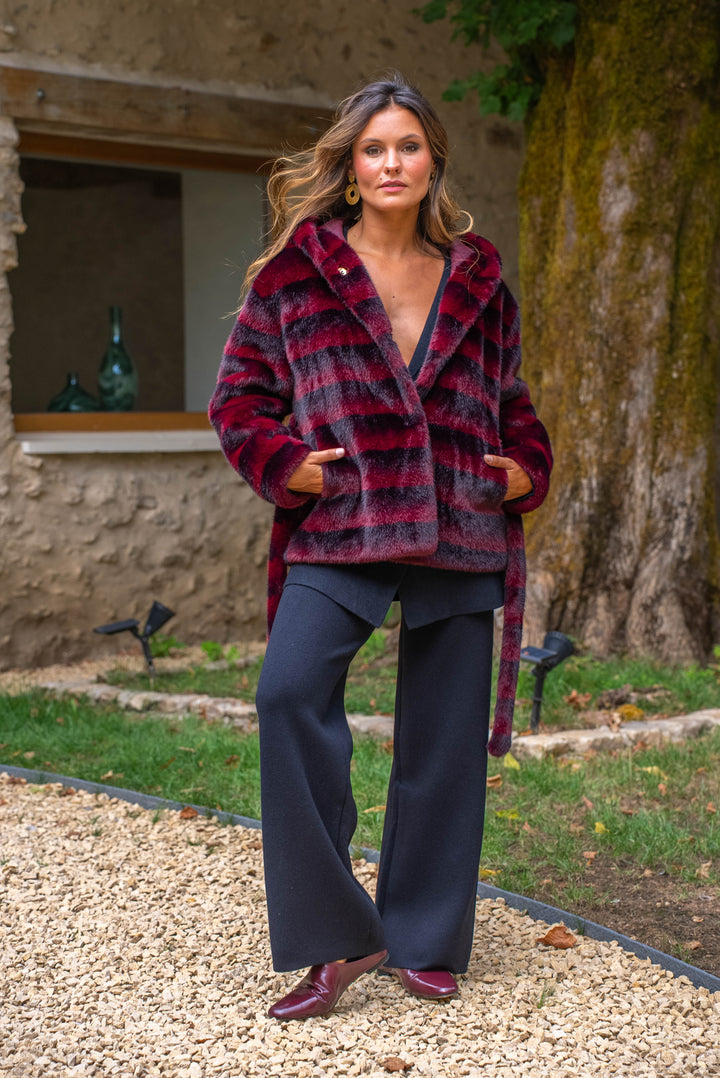 Manteau en fausse fourrure ceinturé Bonbon Manteaux