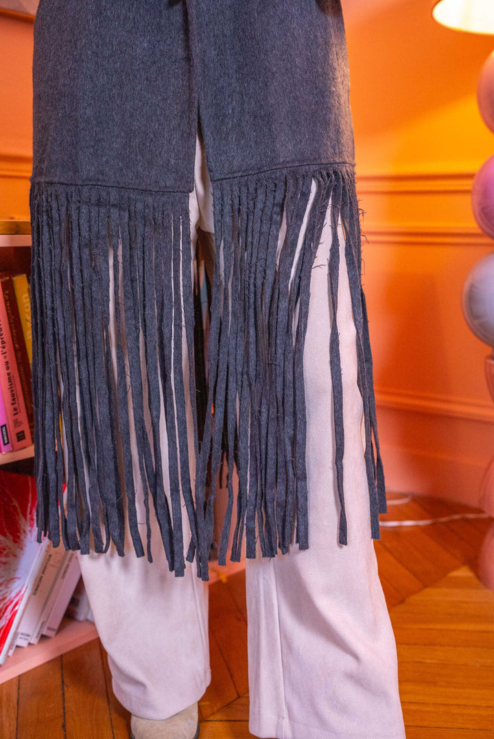Manteau long en laine et à franges Spaghetti - Manteaux