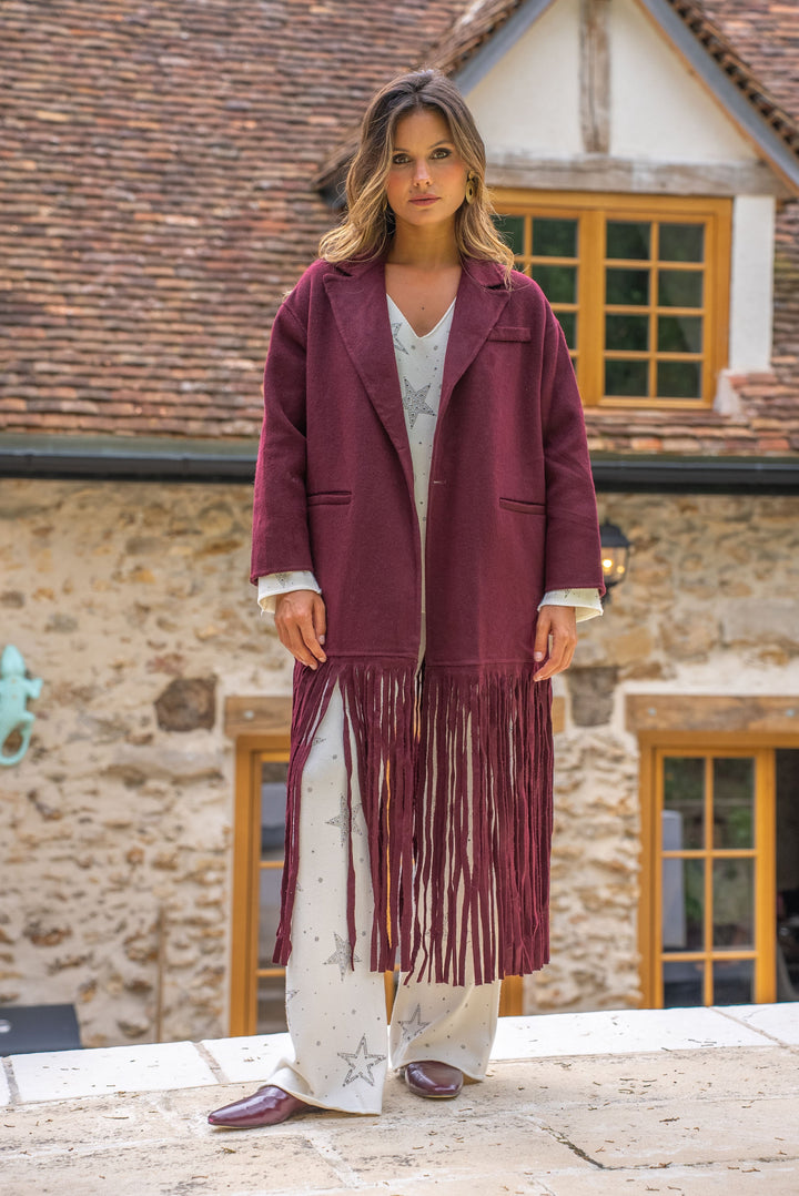 Manteau long en laine et à franges Spaghetti - Manteaux