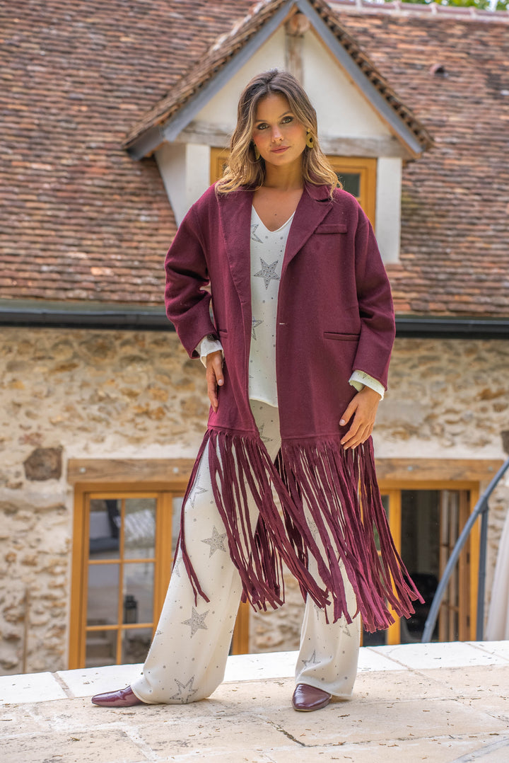 Manteau long en laine et à franges Spaghetti - Manteaux
