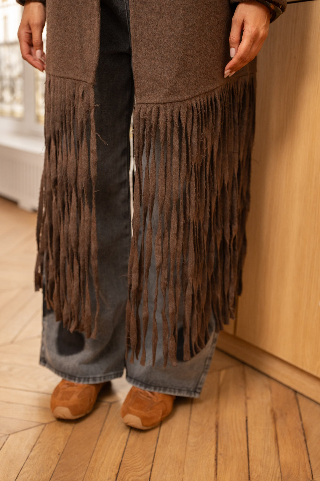 Manteau long en laine et à franges Spaghetti - Manteaux