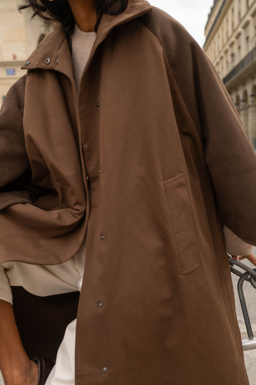 Manteau oversize bimatière Naora - Manteaux et vestes