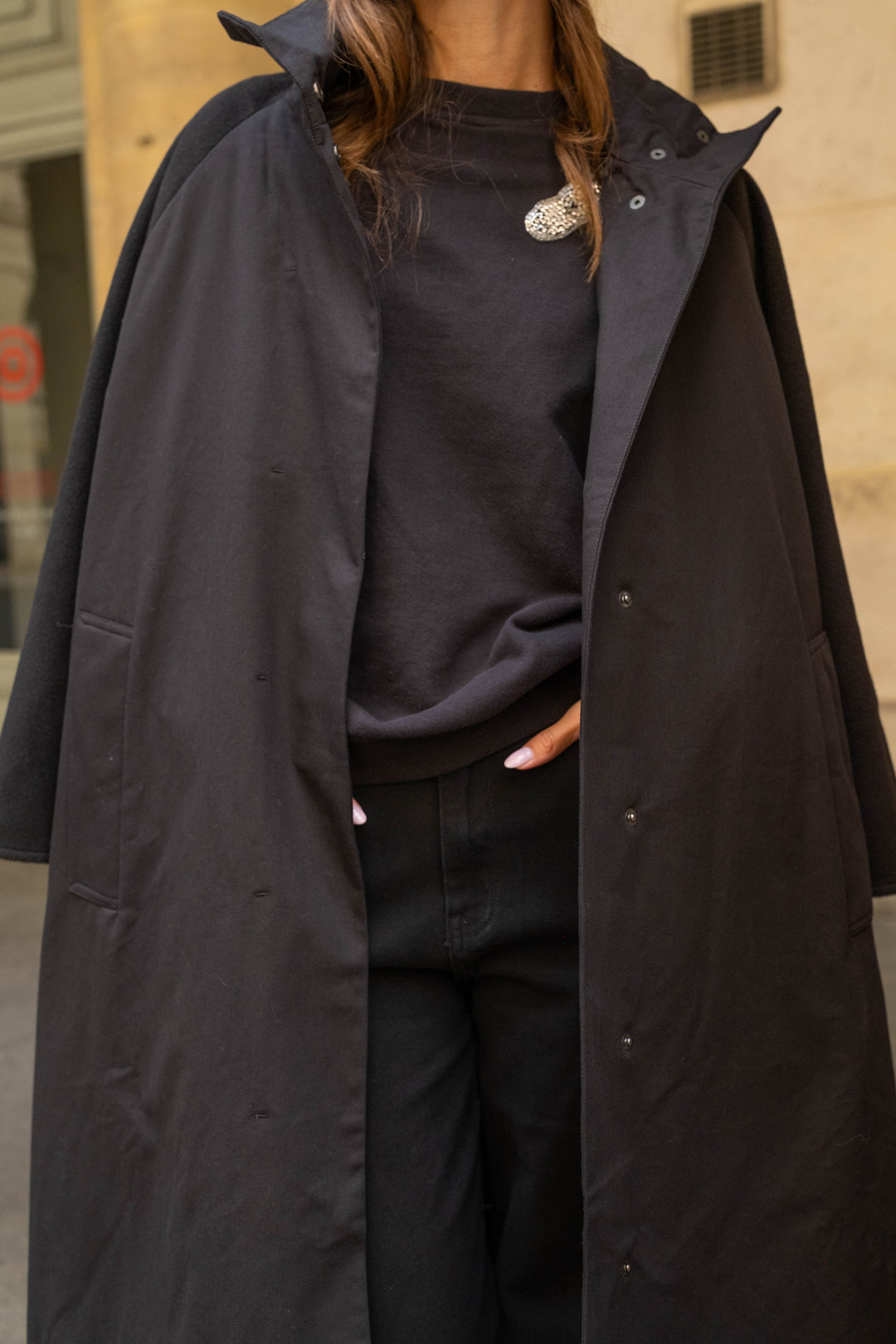 Manteau oversize bimatière Naora - Manteaux et vestes