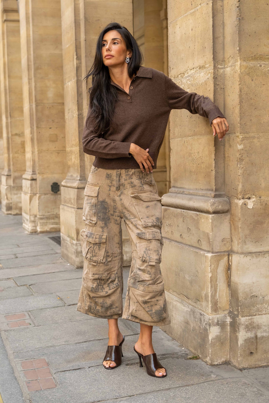 Pantalon Aly court cargo imprimé effet délavé AK20314