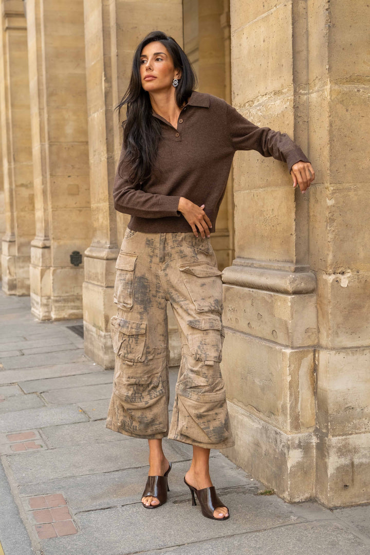Pantalon Aly court cargo imprimé effet délavé AK20314