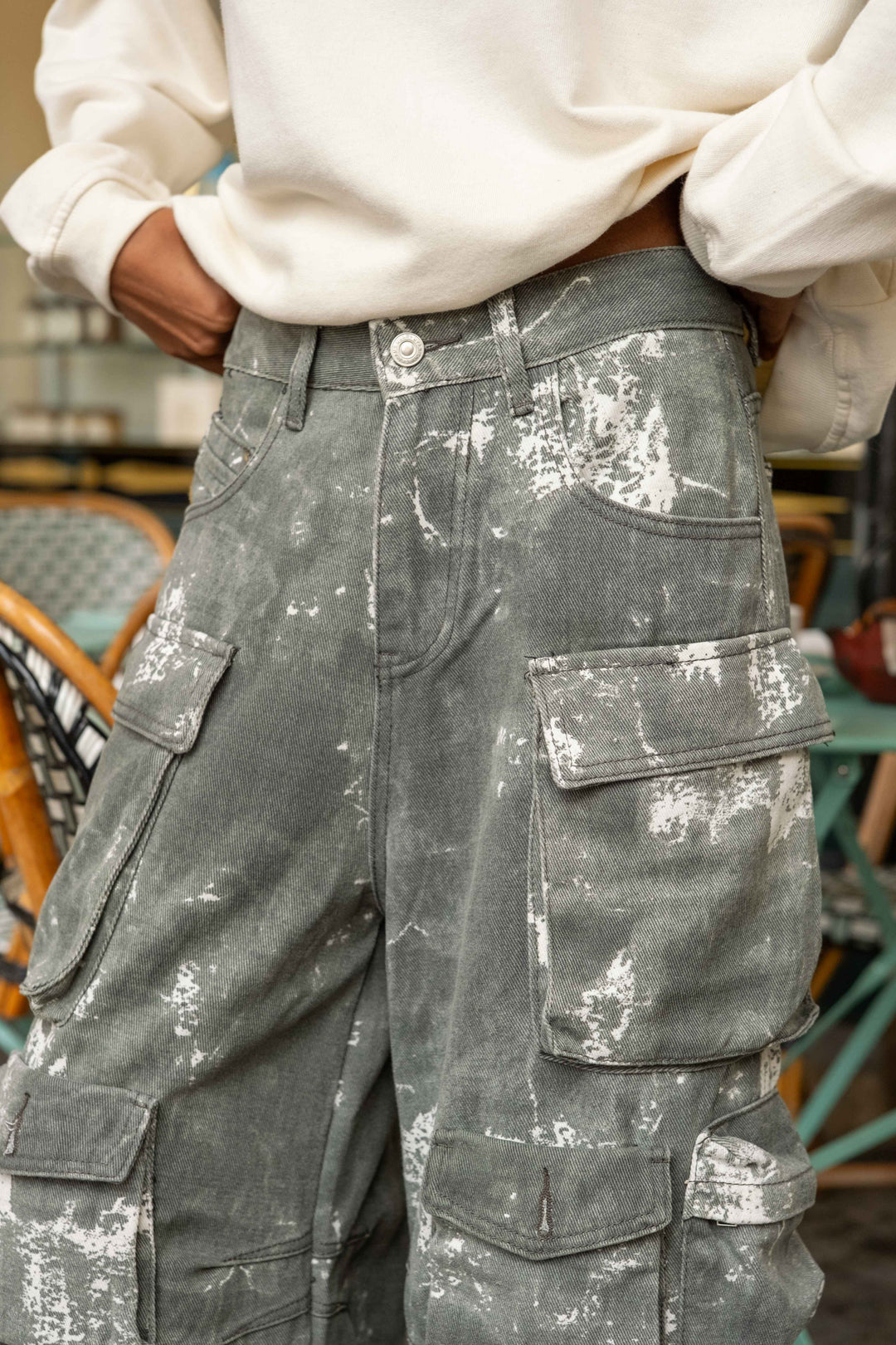 Pantalon Aly court cargo imprimé effet délavé AK20314