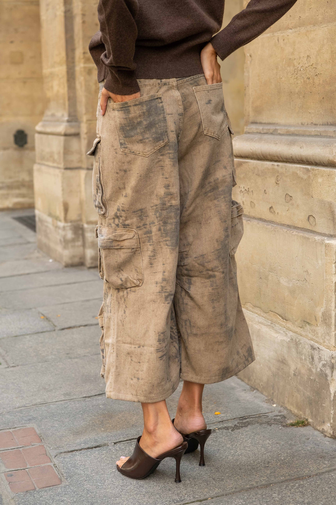 Pantalon Aly court cargo imprimé effet délavé AK20314