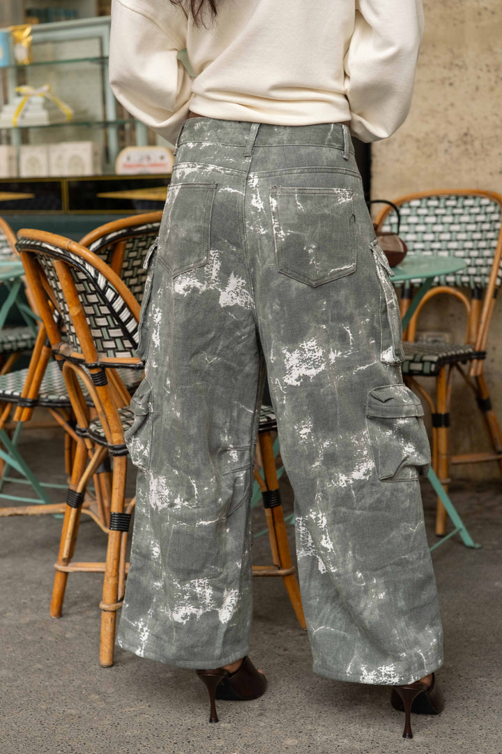 Pantalon Aly court cargo imprimé effet délavé AK20314
