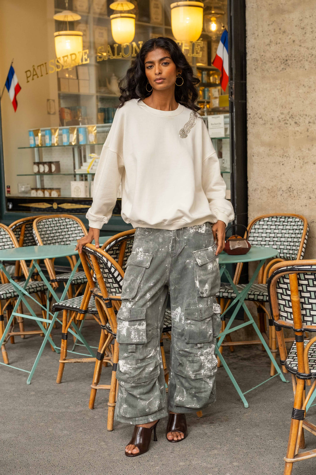 Pantalon Aly court cargo imprimé effet délavé AK20314