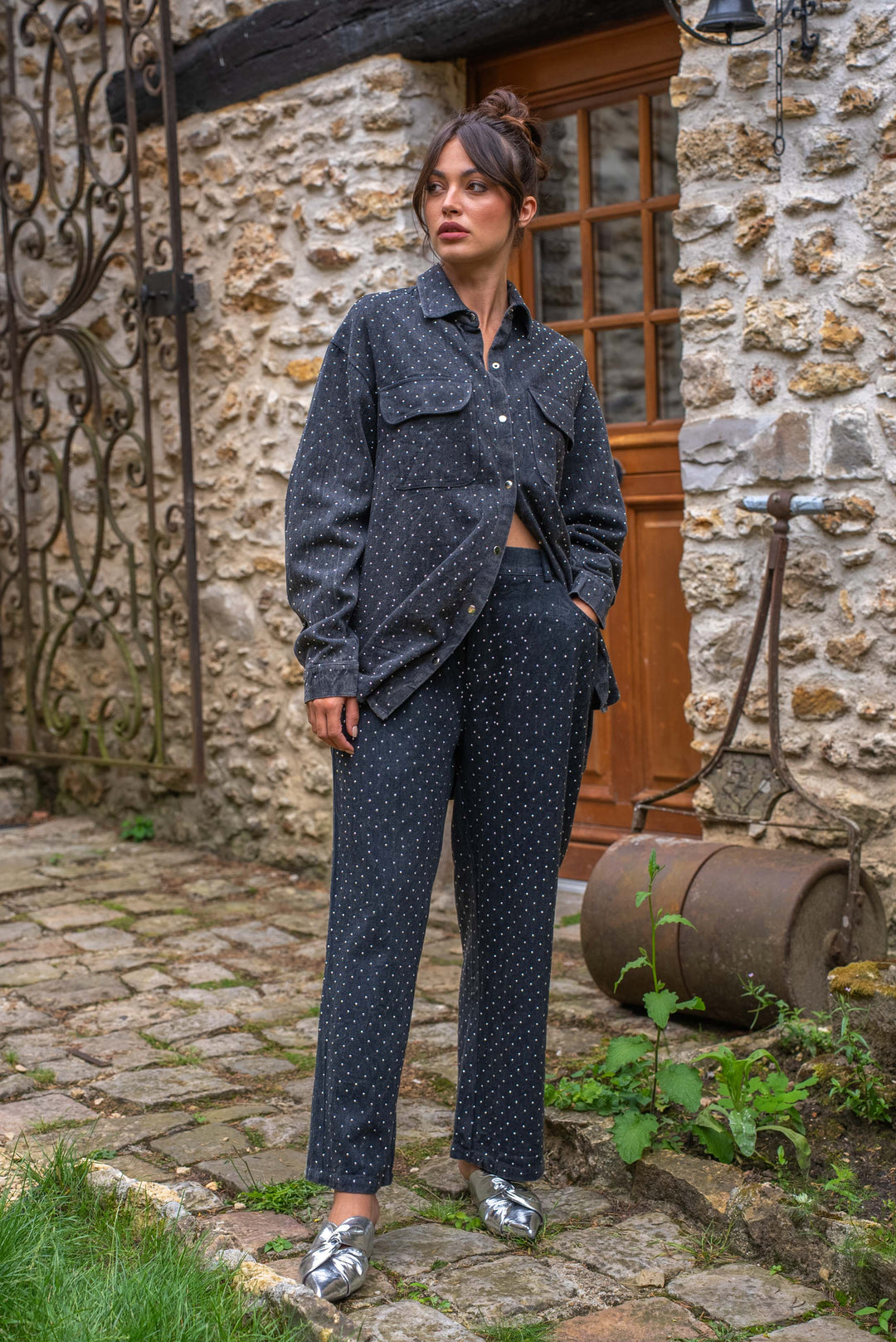 Pantalon droit à perles Stone Pantalons