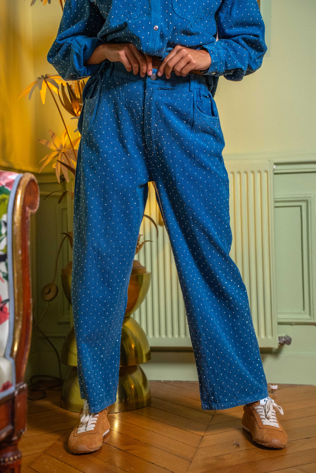 Pantalon droit à perles Stone Pantalons