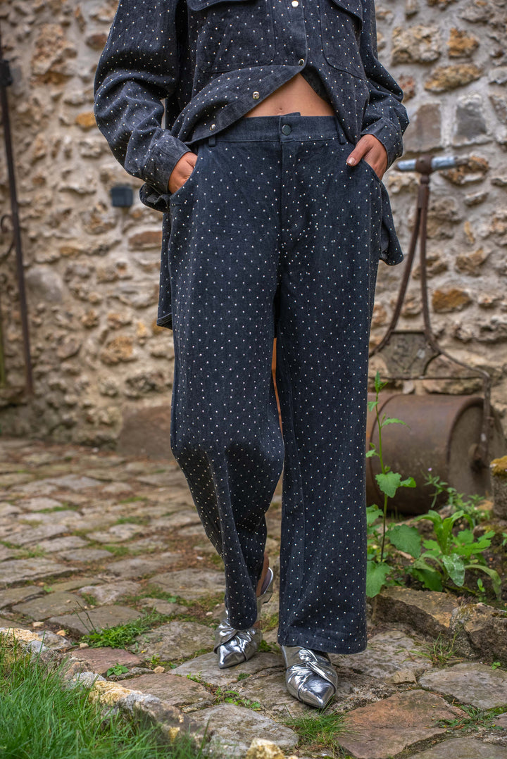 Pantalon droit à perles Stone Pantalons