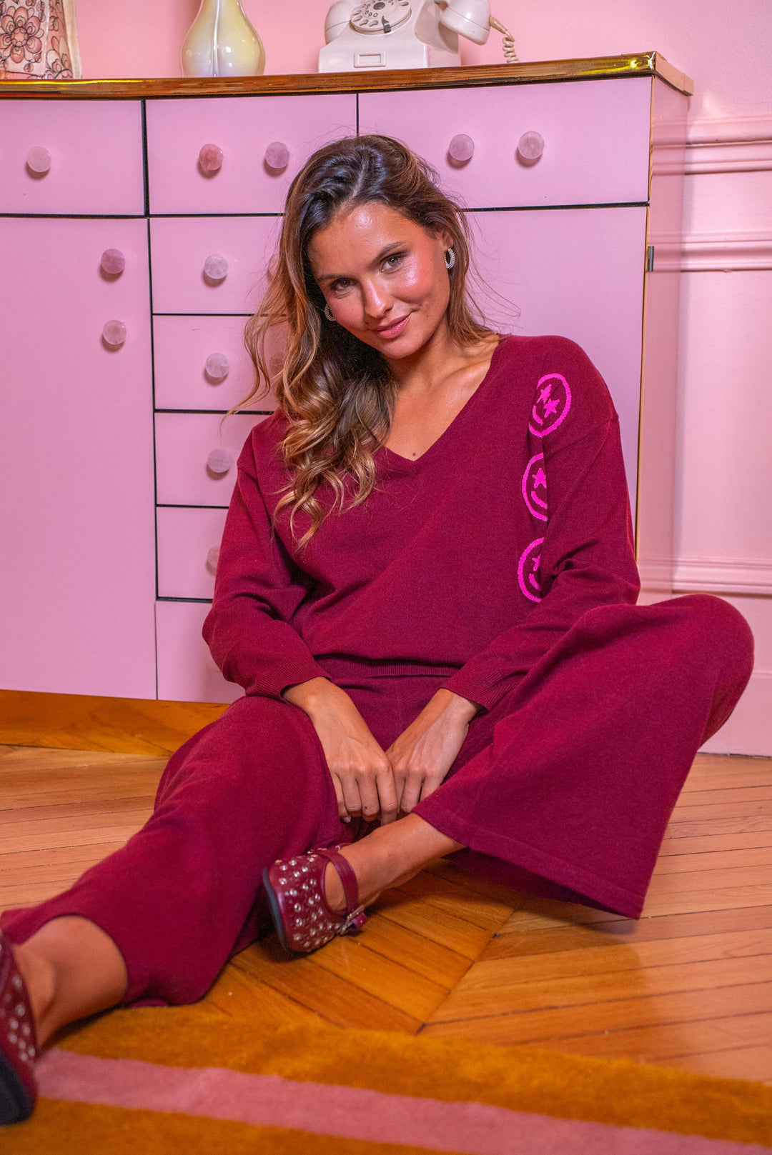 Pantalon en maille à smileys Jena Pantalons