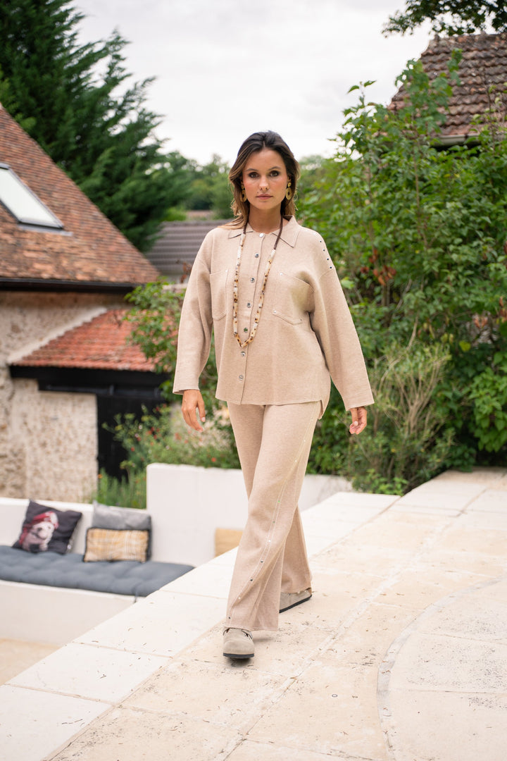 Pantalon flare à détails cloutés Ruth - Taille unique