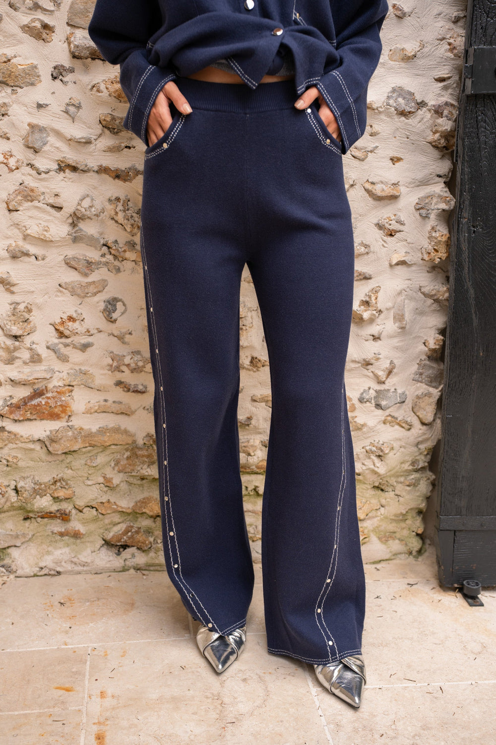 Pantalon flare à détails cloutés Ruth - Taille unique