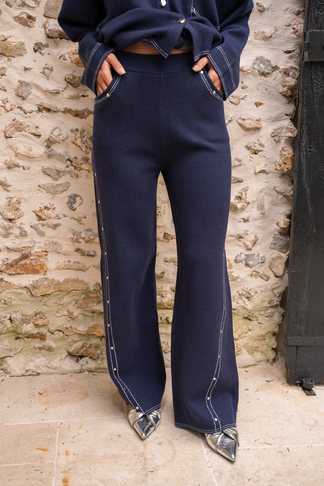 Pantalon flare à détails cloutés Ruth - Taille unique