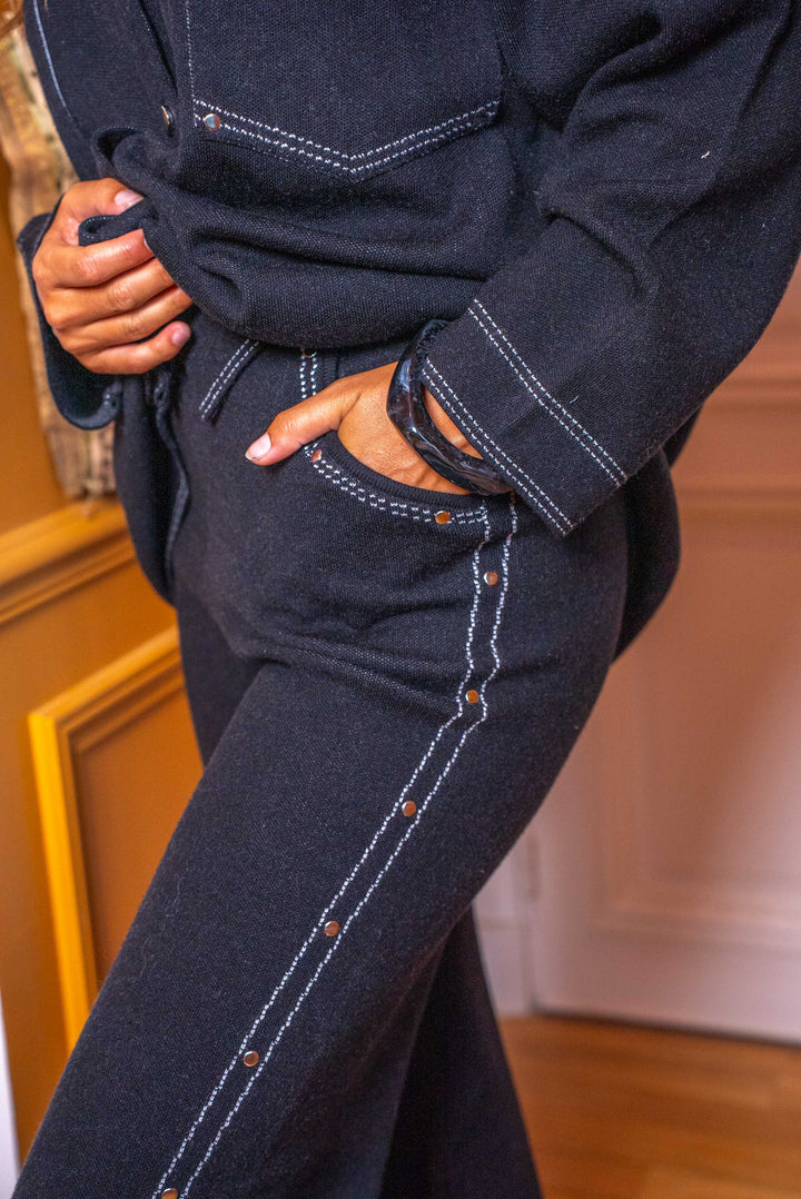 Pantalon flare à détails cloutés Ruth - Taille unique