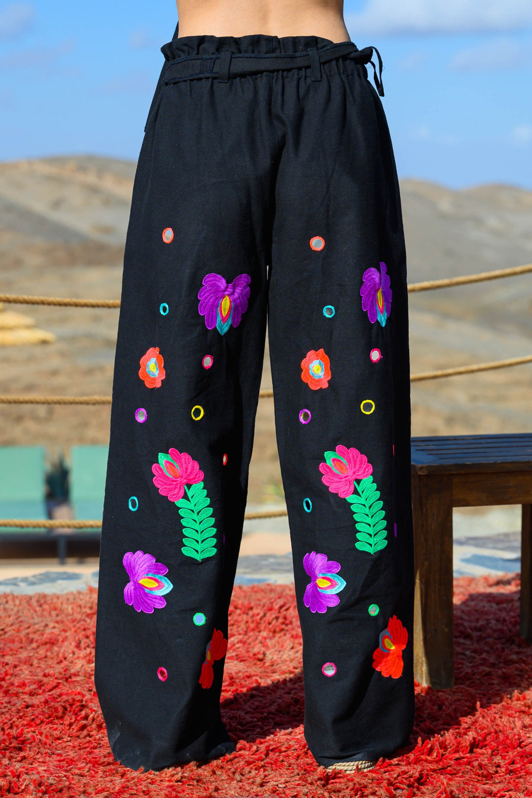 Pantalon Fleuri Bridge - Noir / Taille 1: 36-38 - Pantalons