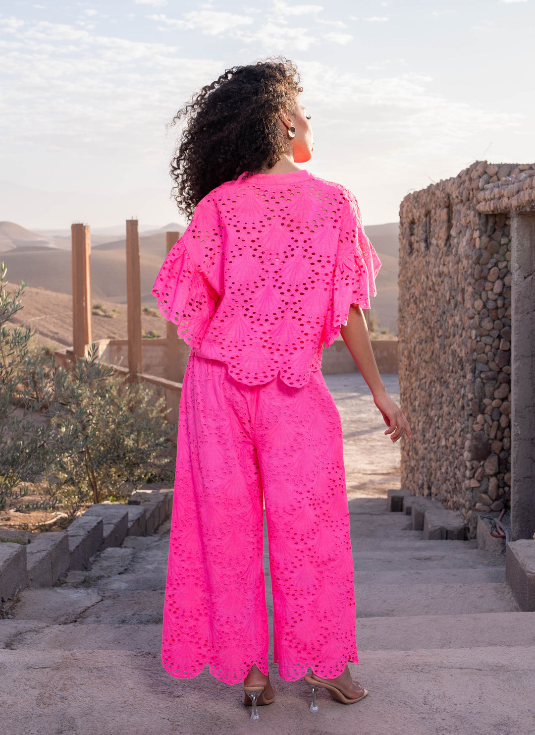 Pantalon fluide broderie Ely - Pantalons