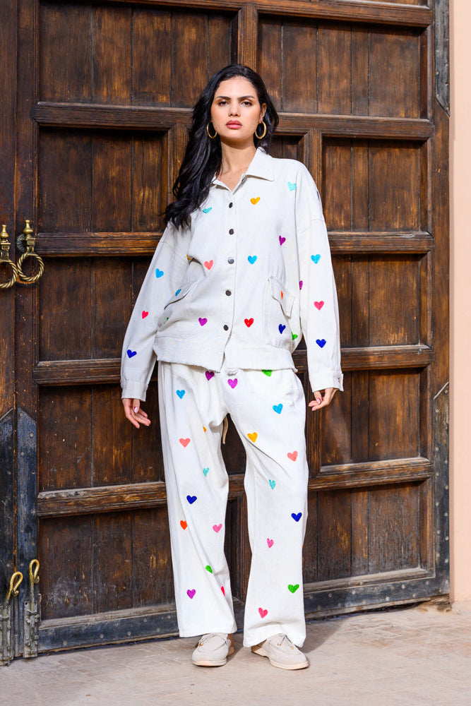 Pantalon fluide imprimé cœurs Remo - Pantalons