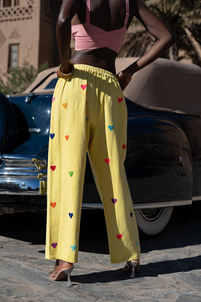 Pantalon fluide imprimé cœurs Remo - Pantalons