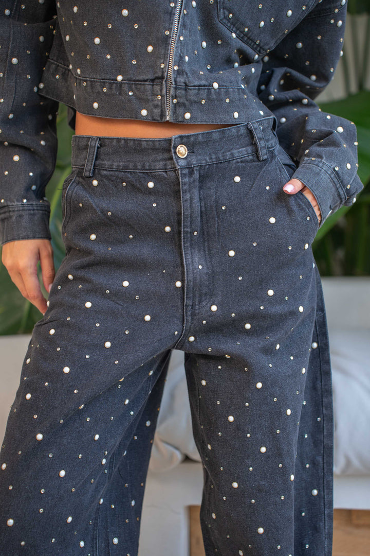 Pantalon Jessica Denim avec perles Pantalons