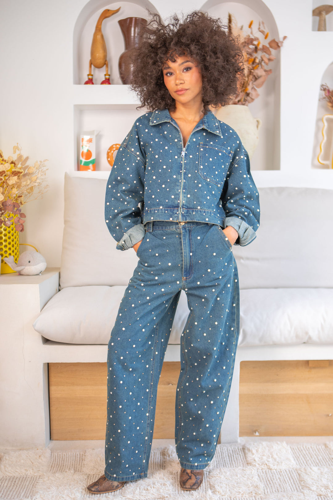 Pantalon Jessica Denim avec perles Pantalons