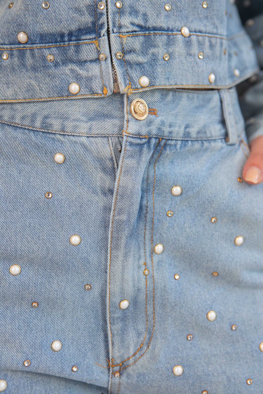 Pantalon Jessica Denim avec perles Pantalons