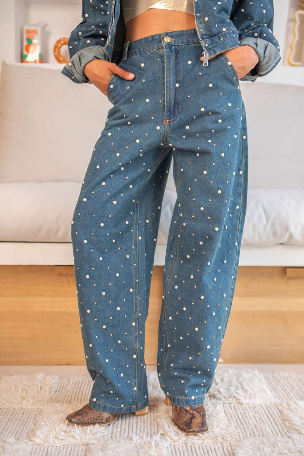 Pantalon Jessica Denim avec perles Pantalons