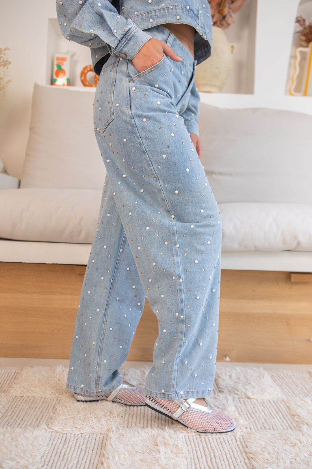 Pantalon Jessica Denim avec perles Pantalons