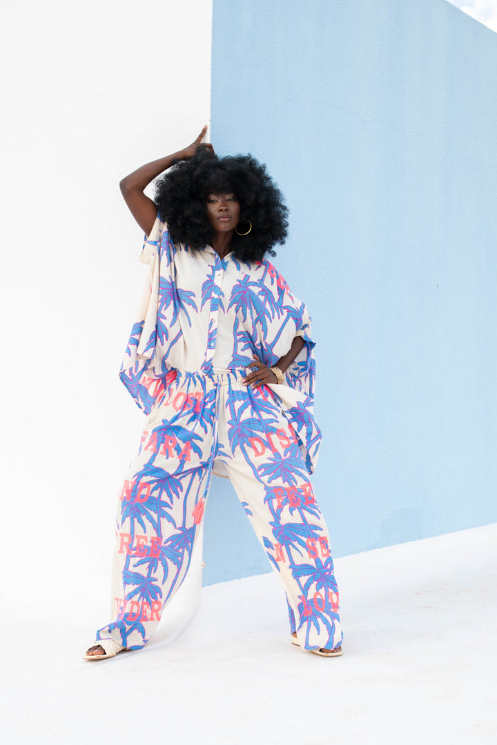 Pantalon Large Imprimé Palmier Soso - Pantalons