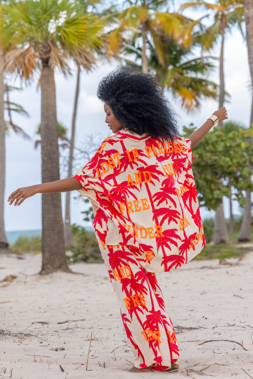 Pantalon Large Imprimé Palmier Soso - Pantalons