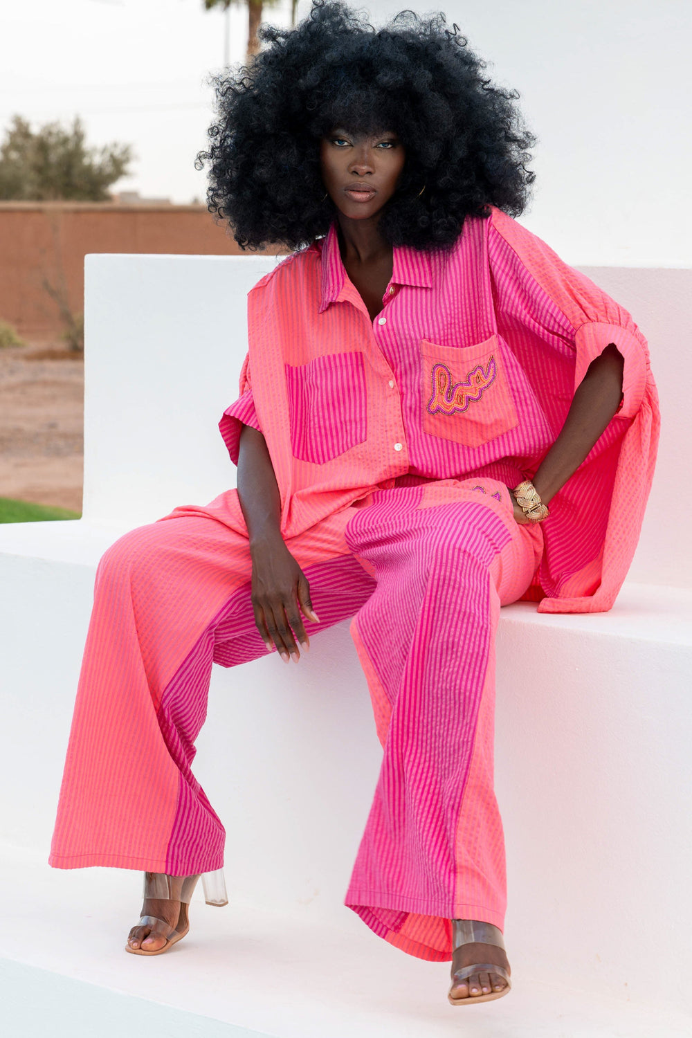 Pantalon Large Rayé Dégradé Rivage - Pantalons