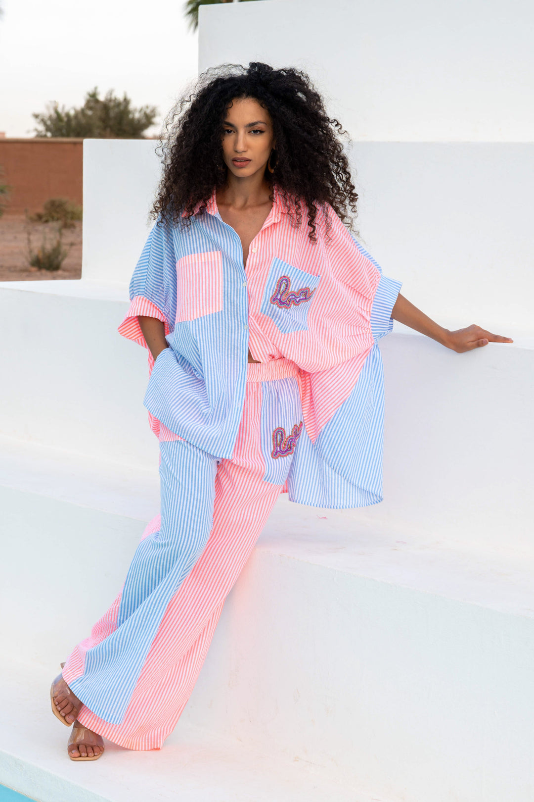 Pantalon Large Rayé Dégradé Rivage - Pantalons