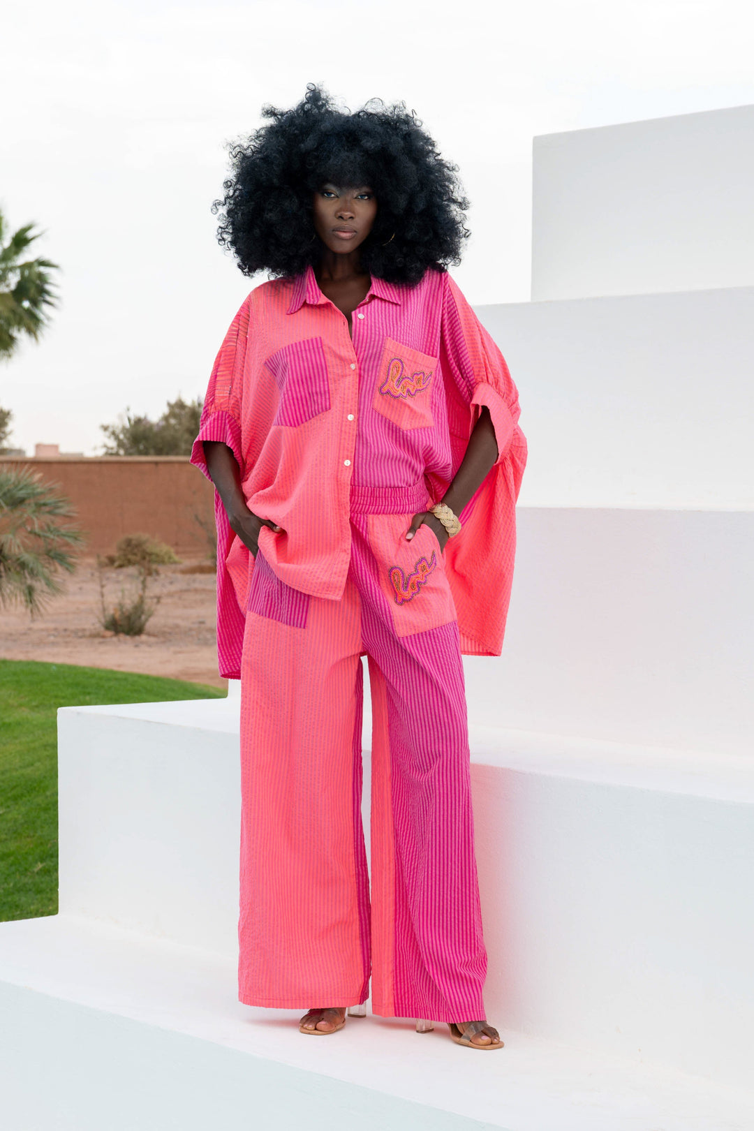 Pantalon Large Rayé Dégradé Rivage - Pantalons