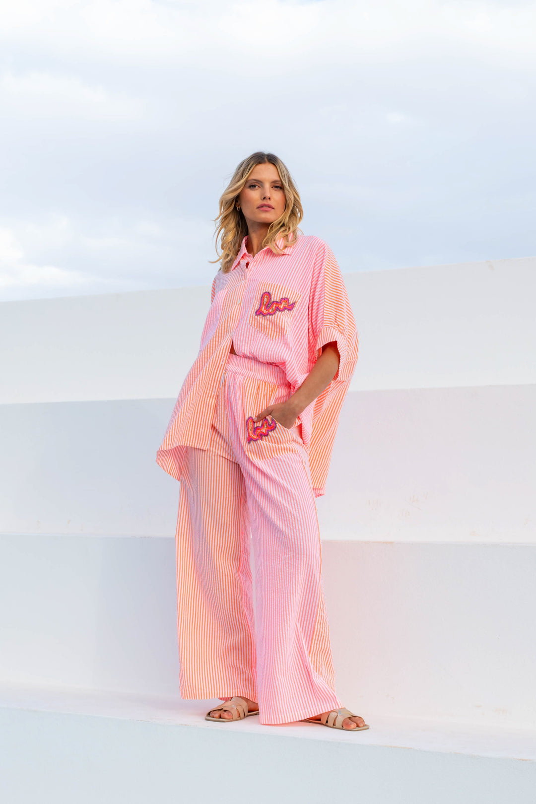 Pantalon Large Rayé Dégradé Rivage - Pantalons