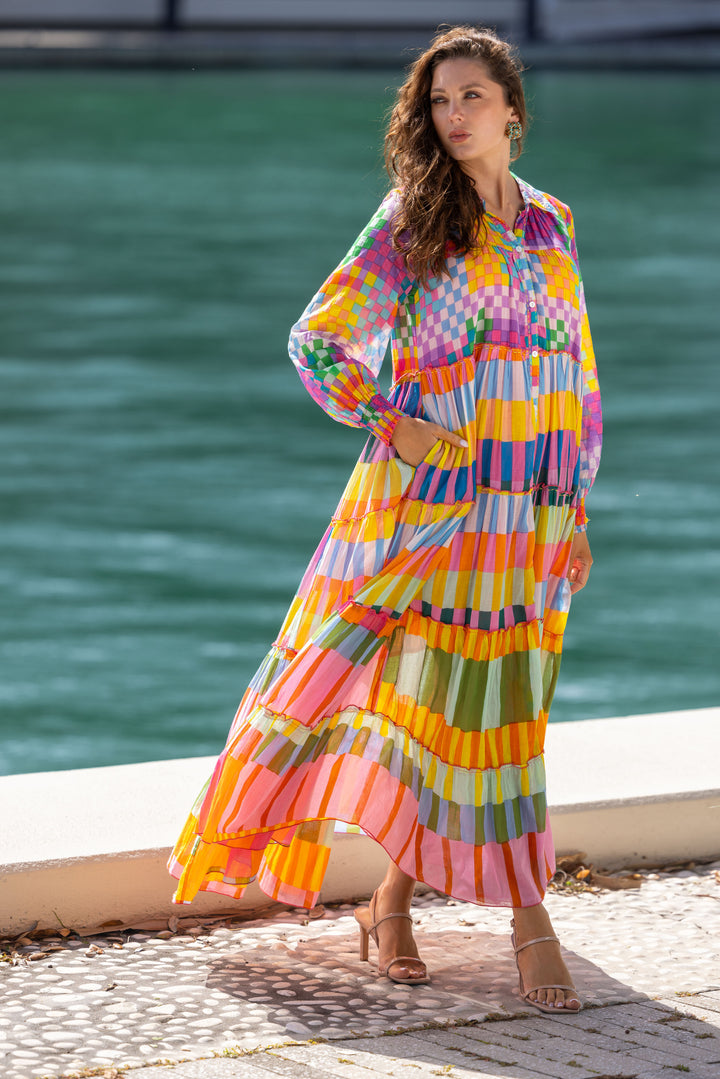 Robe Longue à Volants Kubana