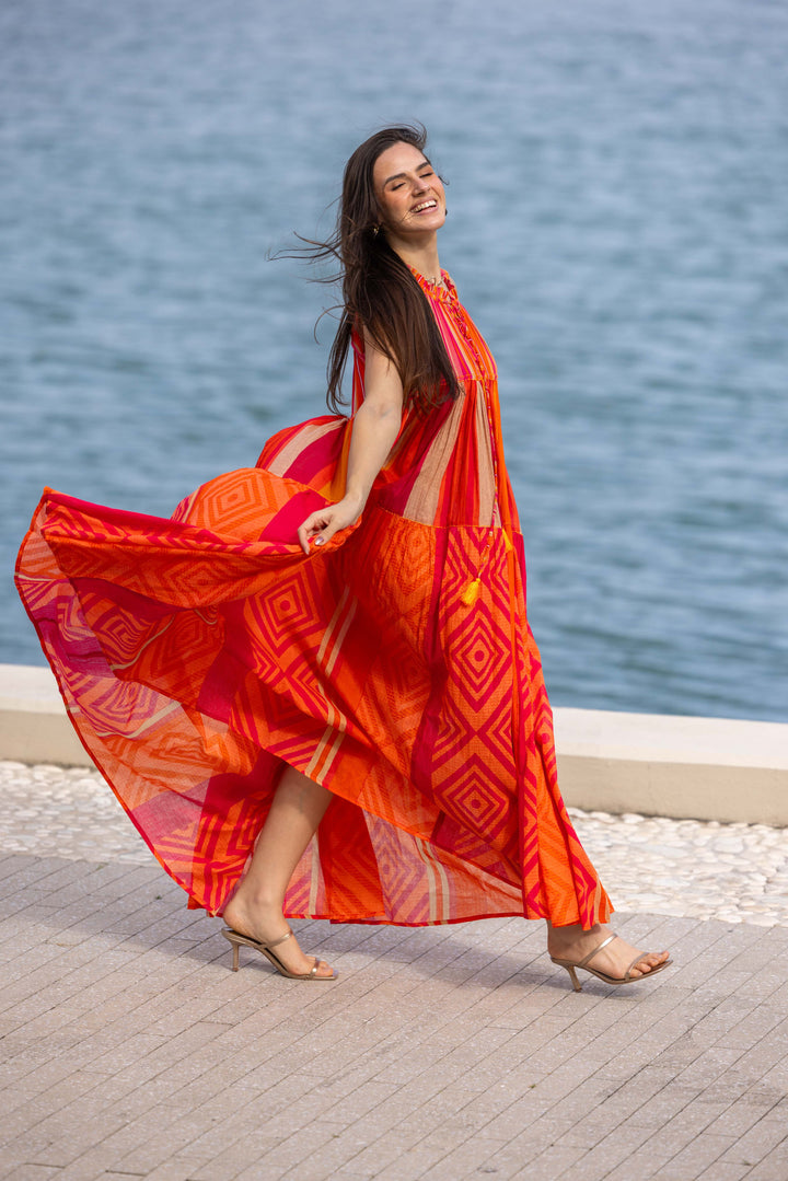 Robe Longue Sans Manches Col V Panama