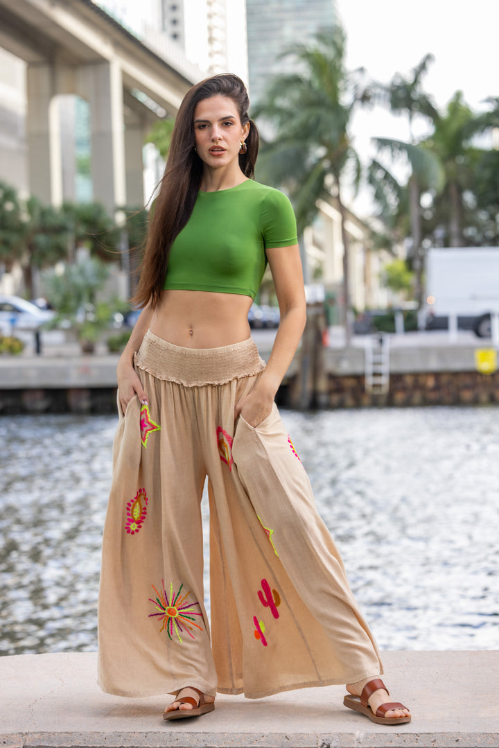 Pantalon Large Brodé Sojy