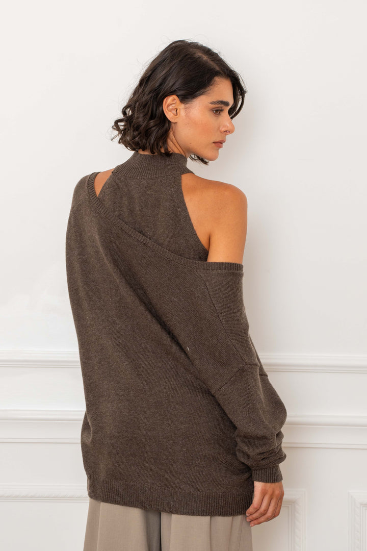 Pull 2-en-1 Mila 26009 - Taille unique: 36 au 42 / Choco