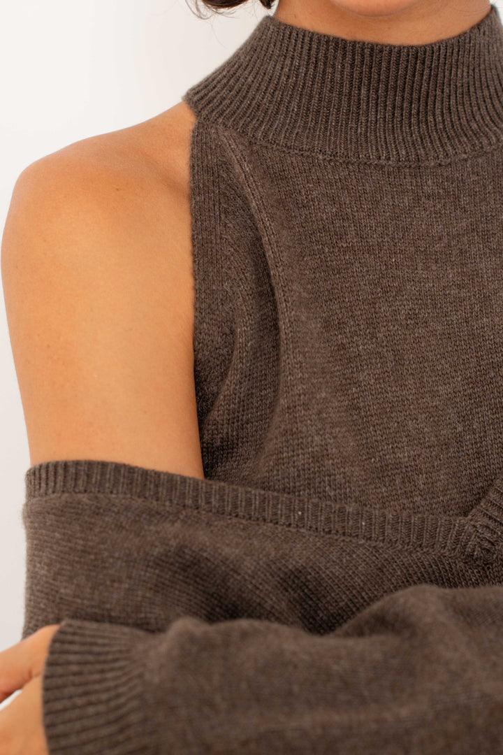 Pull 2-en-1 Mila 26009 - Taille unique: 36 au 42 / Choco