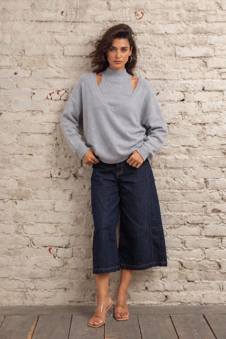 Pull 2-en-1 Johane 26009 - Taille unique: 36 au 42 / Gris
