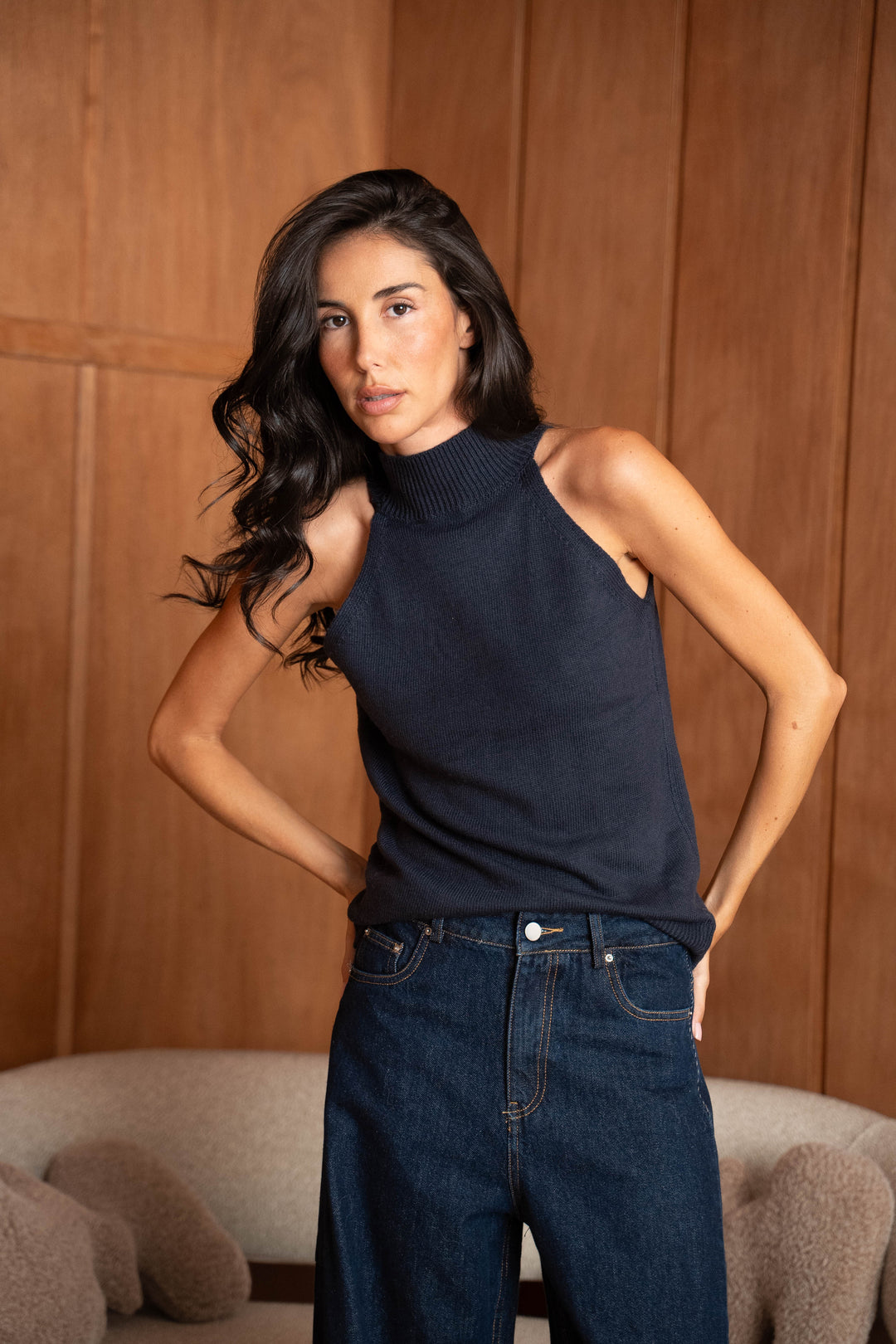 Pull 2-en-1 Johane 26009 - Taille unique: 36 au 42 / Marine