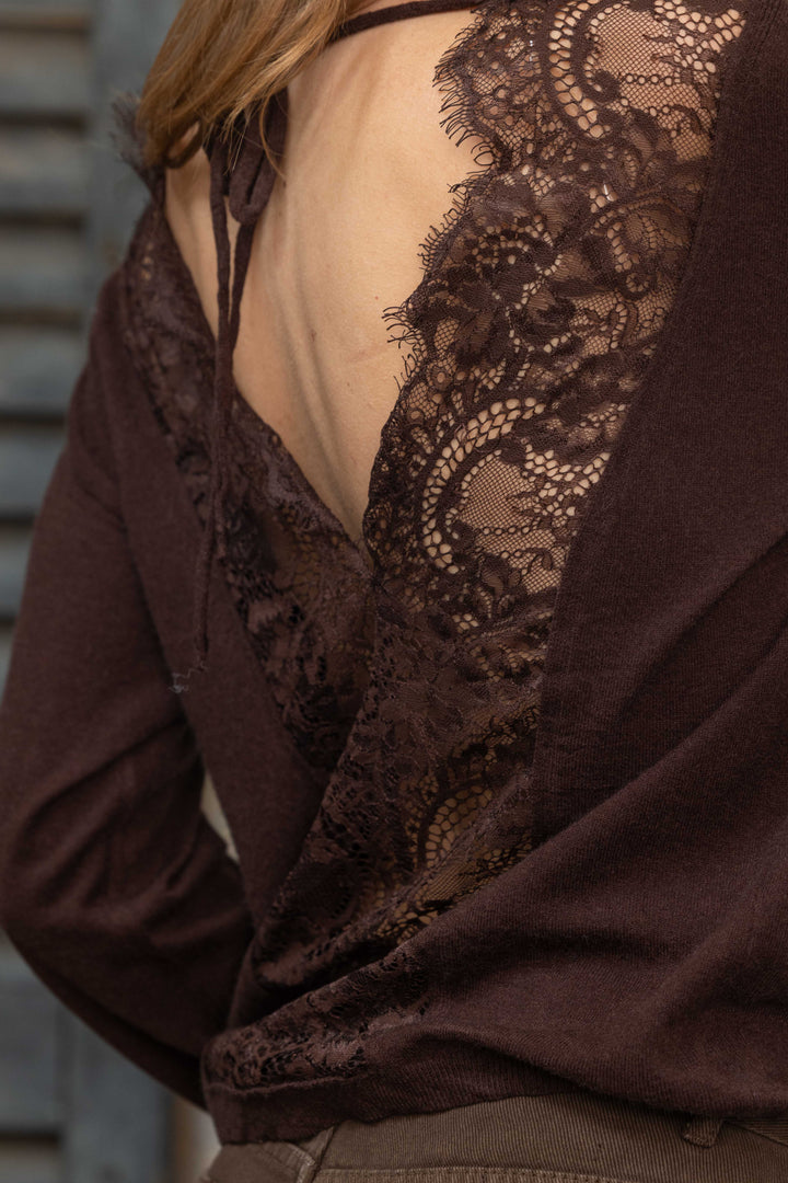 Pull à dos en dentelle Aurora 2706 - Taille unique: 36