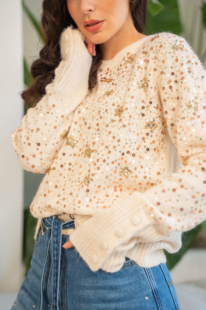 Pull à sequins Baby - Taille unique / Beige - pulls