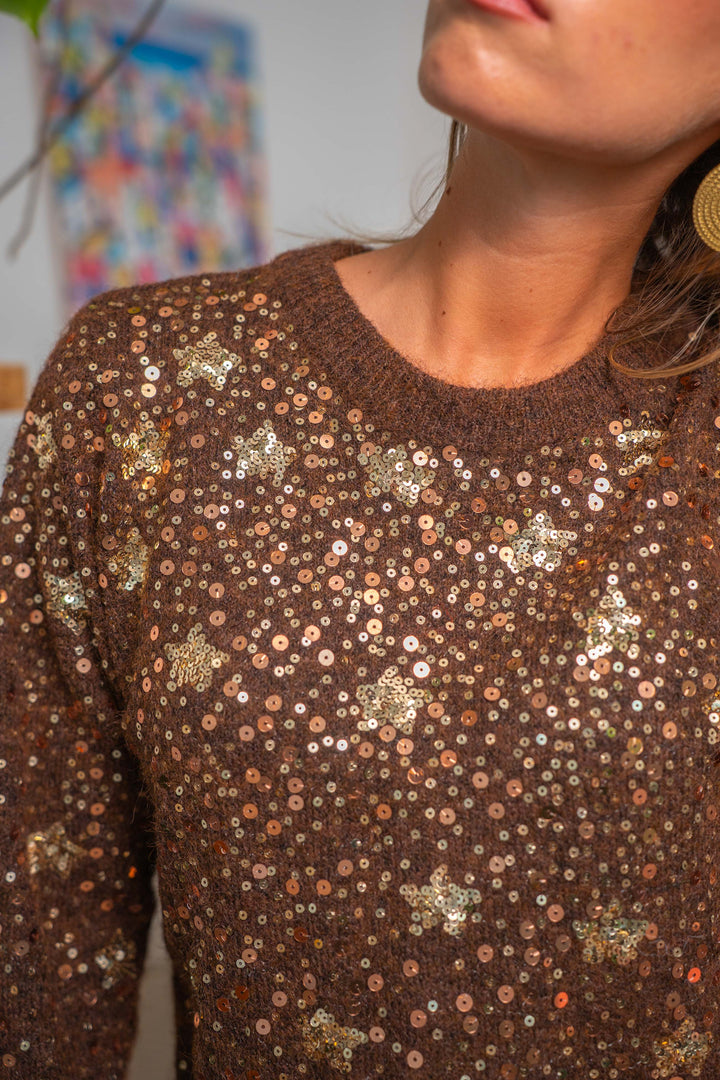Pull à sequins Baby - Taille unique / Coffee - pulls
