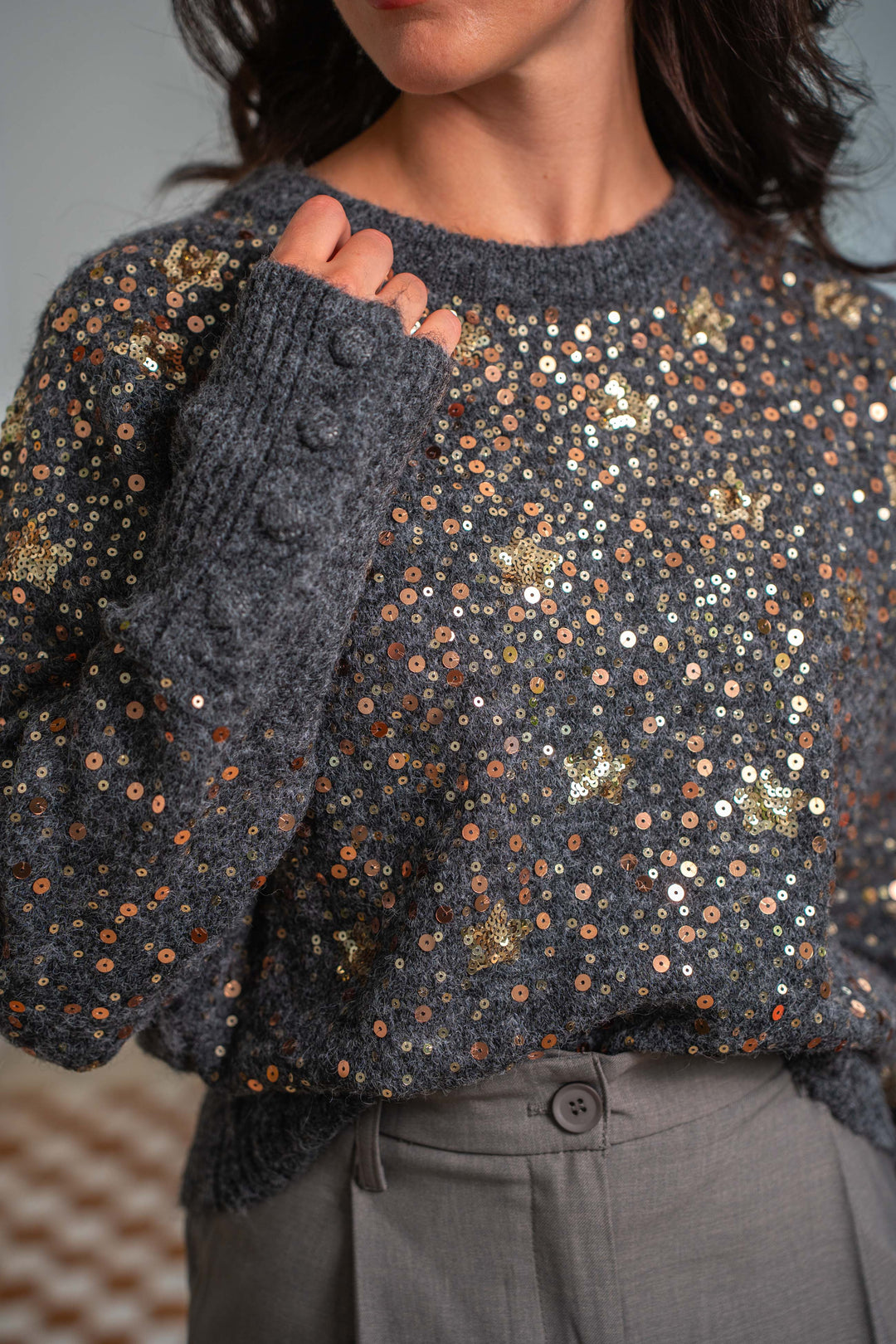 Pull à sequins Baby - Taille unique / Gris - pulls