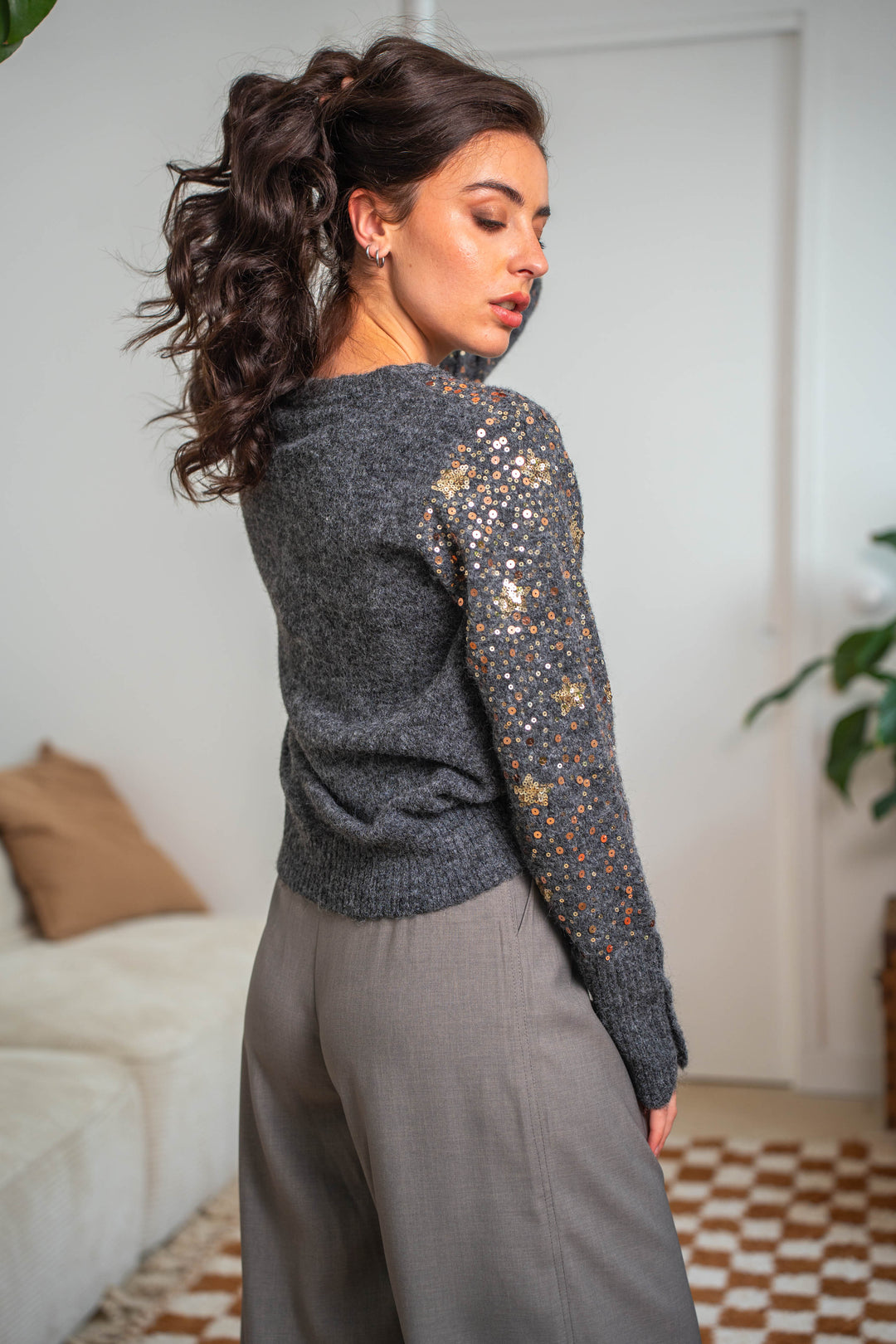 Pull à sequins Baby - Taille unique / Gris - pulls