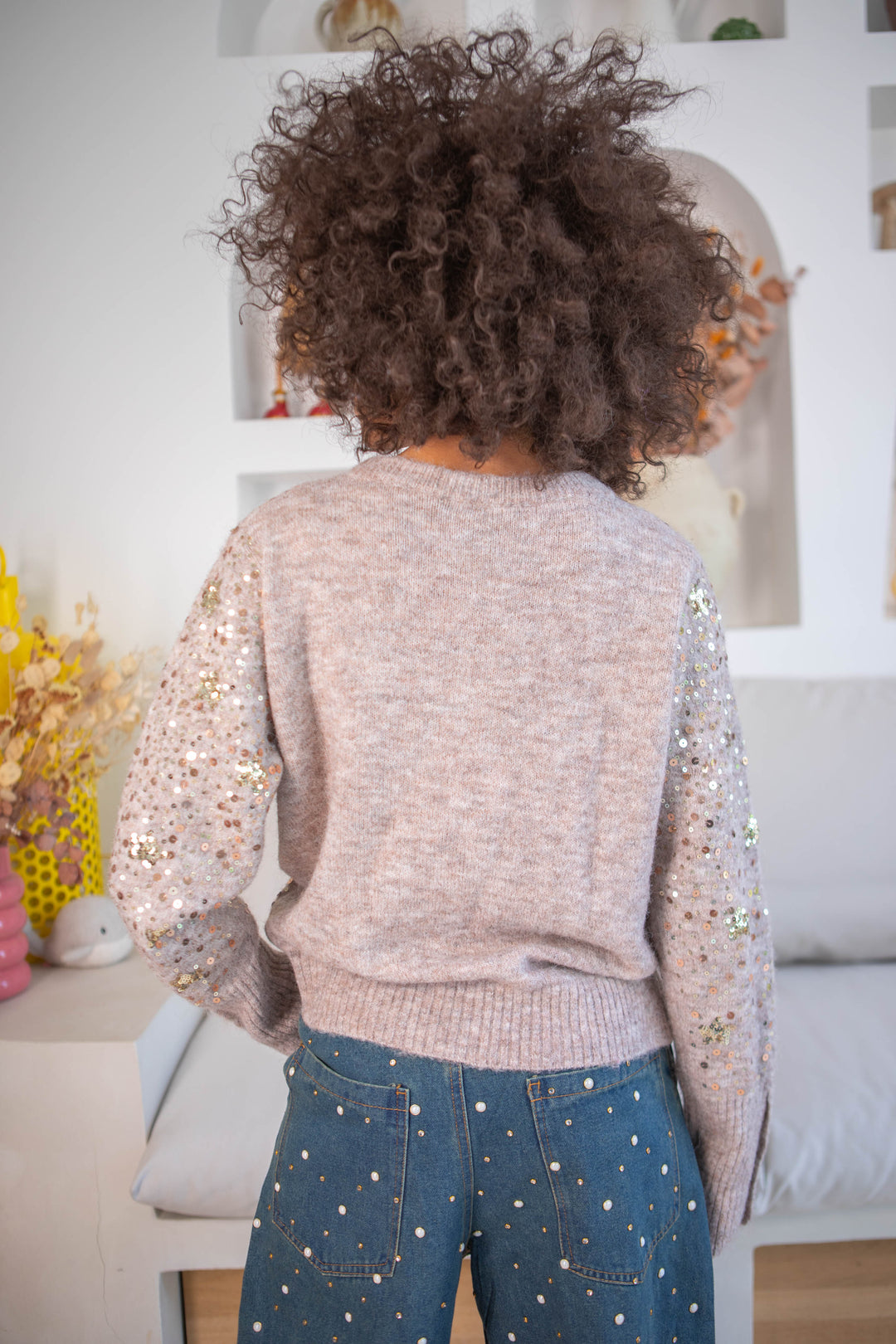 Pull à sequins Baby - Taille unique / Taupe - pulls